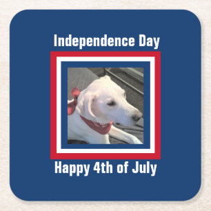 4. Juli Red, White, Blue Niedlich Dog Wear Scarf Rechteckiger Pappuntersetzer