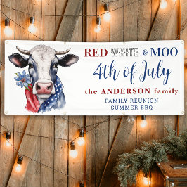 4. Juli Red White Blue Niedlich Patriotic Kuh Banner