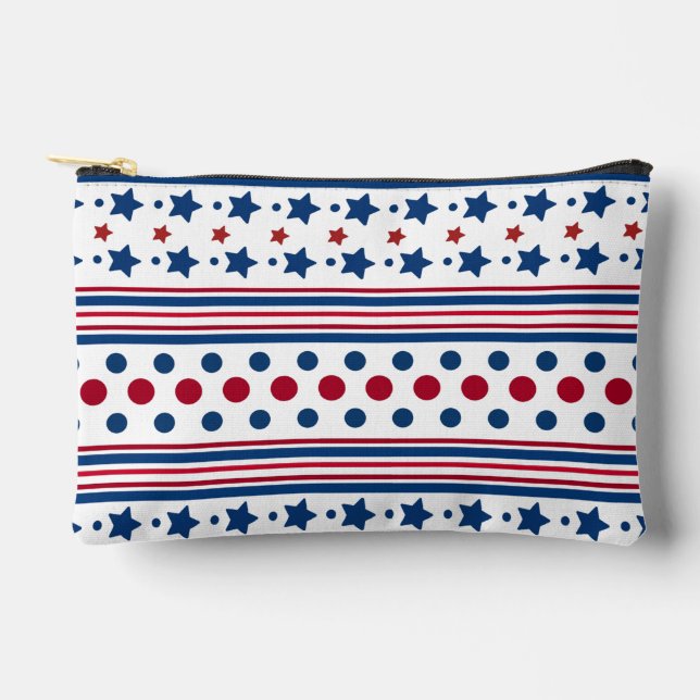 4. Juli Red White & Blue Patriotic klein Zubehörtasche (Vorderseite)