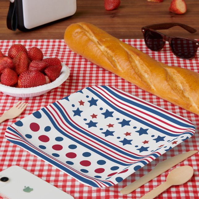 4. Juli Red White & Blue Patriotic Pappteller (Picknick)