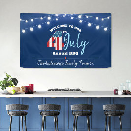 4. Juli Red White Blue Patriotic USA Flag Lights Banner