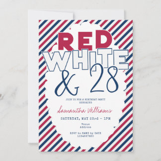 4. Juli Red White Blue Picnic GRILLEN Birthday Par Einladung