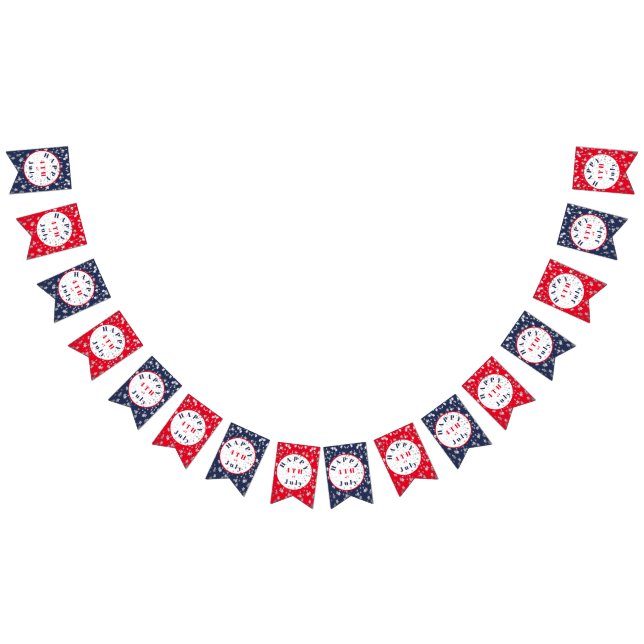 4. Juli Red White Blue Stars Bunting Fahnen Wimpelkette (Alle)