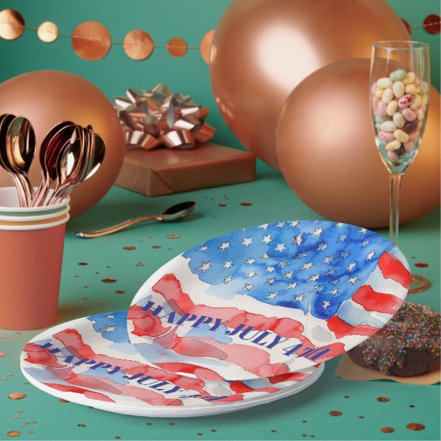 4. Juli Red White Blue Stars Pappteller (Multi)