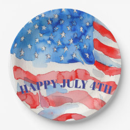 4. Juli Red White Blue Stars Pappteller