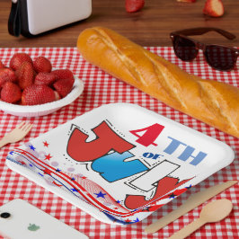 4. Juli Red White & Blue Wirbel Pappteller