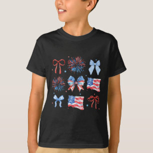 4. Juli Red White Coquette Bow Feuerwerk T-Shirt
