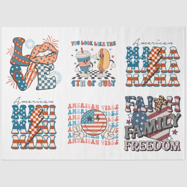 4. Juli Red White und Blue for Arts & Crafts Seidenpapier (Vorderseite)