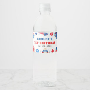 4. Juli Red White und Blue Sommer 1. Geburtstag Wasserflaschenetikett
