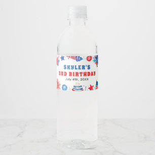4. Juli Red White und Blue Sommer 3. Geburtstag Wasserflaschenetikett