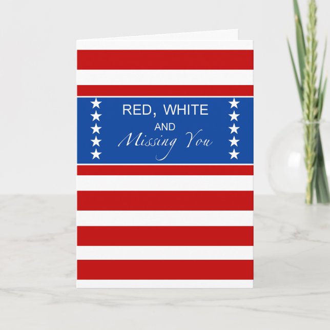 4. Juli Red White und Vermisst Sie Karte (Vorderseite)
