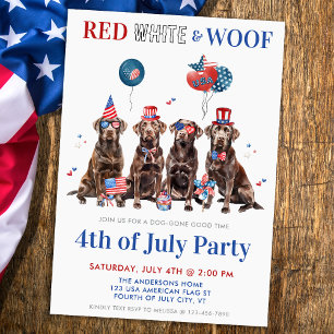 4. Juli Red White & Woof Patriotic Hunde Party Einladung