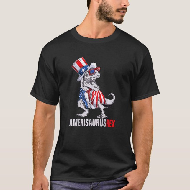 4. Juli Rex Dinosaur Amerisaurus Rex Jungs Kinder T-Shirt (Vorderseite)