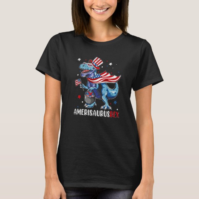 4. Juli Rex Dinosaur Amerisaurus Rex Jungs Kinder T-Shirt (Vorderseite)