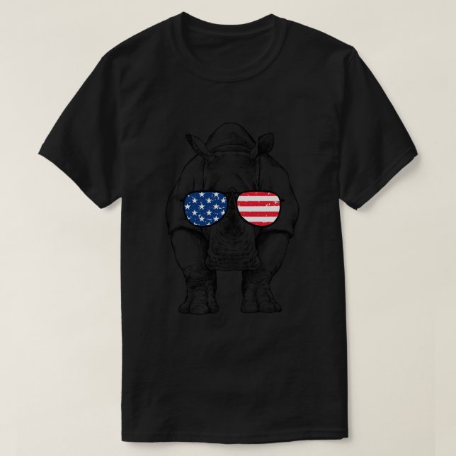 4. Juli Rhino Patriotic USA Sonnenbrille Amerika T-Shirt (Design vorne)