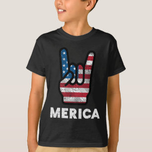 4. Juli Rock Hand Merica Flagge Amerika Rocker Män T-Shirt