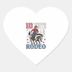 4. Juli Rodeo Cowboy Herz-Aufkleber