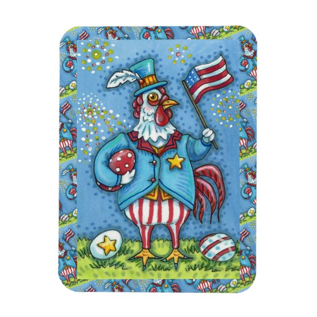 4. JULI ROOSTER, FEINDLICHE PATRIOTISCHE KÜCHE MAGNET (Vertikal)