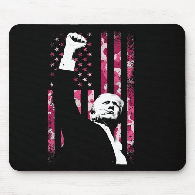 4. Juli Rosa Camo Tarnmuster Us Flagge Faust Kampf Mousepad (Vorne)