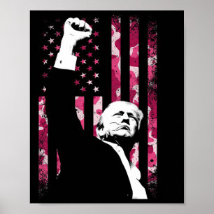 4. Juli Rosa Camouflage Camouflage US Flag Figh Poster