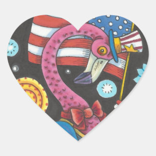 4. JULI ROSAFARBENE FLAMINGO-STICKER Herz * Blatt Herz-Aufkleber