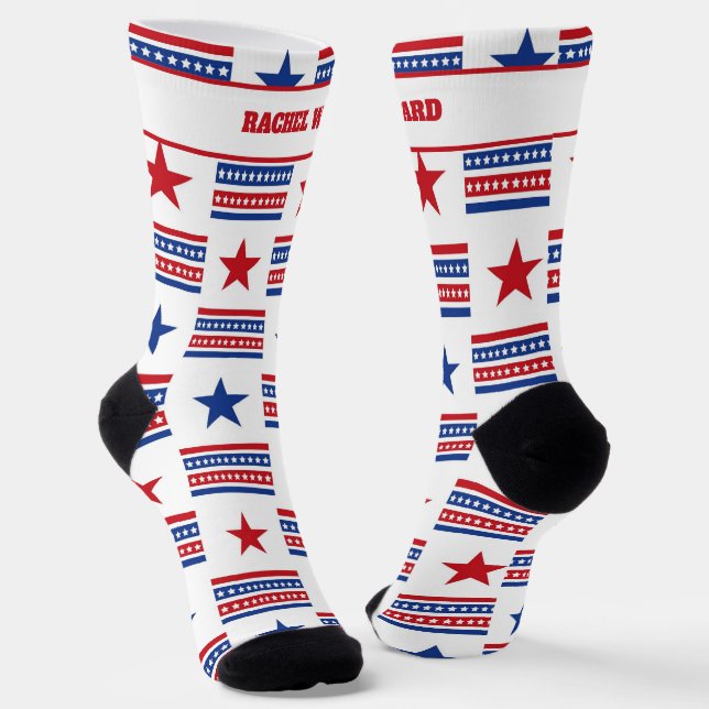 4. Juli Rot und Blau Socken (Gewinkelt)