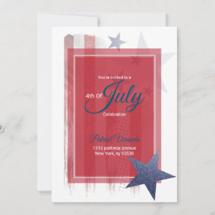 4. Juli, rot, weiß, blau Ankündigungskarte. Ankündigung