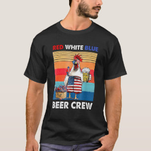 4. Juli Rot Weiß Blau Bier Hähnchen USA-Flagge F T-Shirt