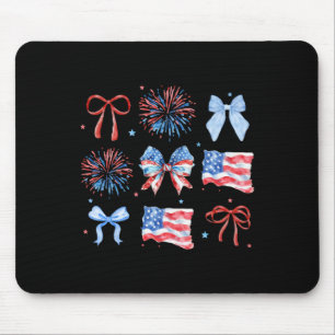 4. Juli Rot Weiß Blau Coquette-Bogen Feuerwerk Mousepad