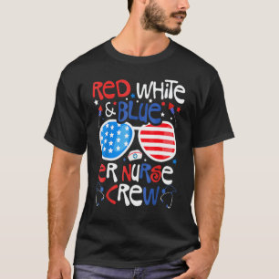 4. Juli Rot Weiß Blau Er Krankenschwester Crew Pat T-Shirt