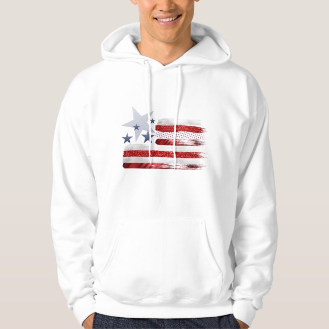 4. Juli rot, weiß & blau Fahne Patriot Hoodie (Vorderseite)