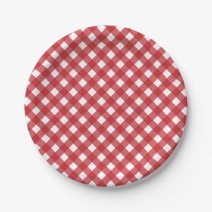 4. Juli Rot Weiß Kariert Party Papier Teller