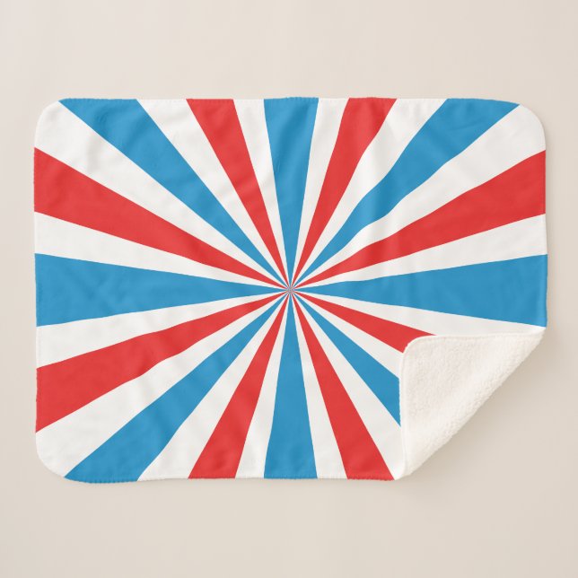 4. Juli Rot, Weiß und Blau Sunburst Sherpadecke (Vorderseite (Horizontal))