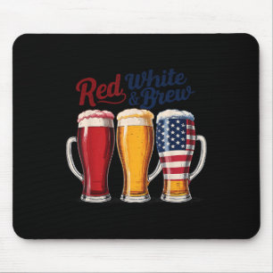 4. Juli Rot Weiß Und Brau Bier T-Shirt Lustig Am Mousepad