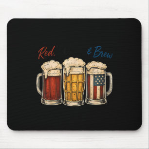 4. Juli Rot Weiß Und Brau Bier T-Shirt Lustig Am Mousepad