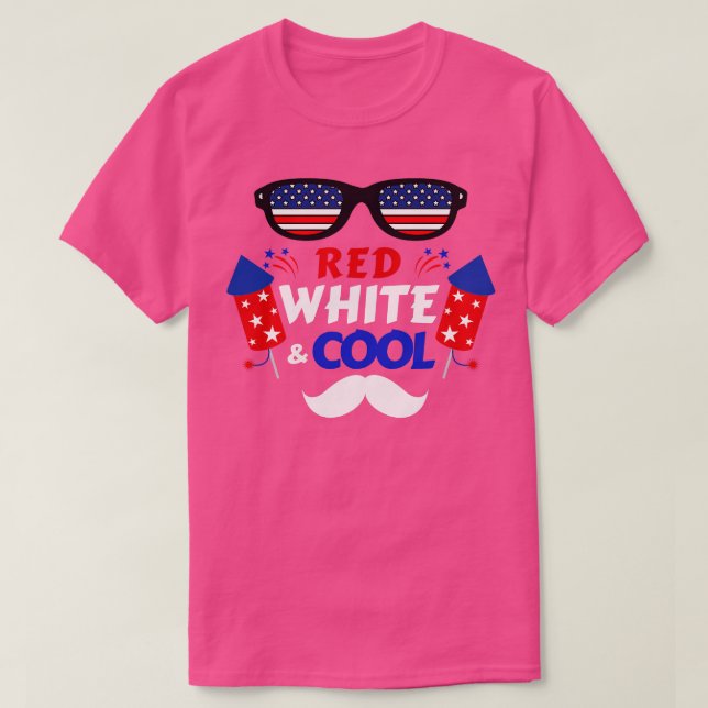 4. Juli rot weiß und Cool 33 T-Shirt (Design vorne)