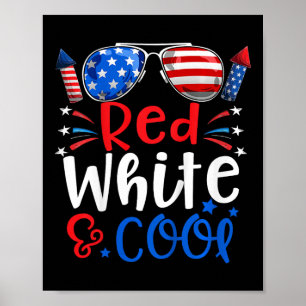 4. Juli Rot-Weiß und Coole Patriotische Jungen Kin Poster