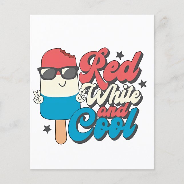 4. Juli Rot-Weiß und Coole Popsikel Flyer (Vorne)