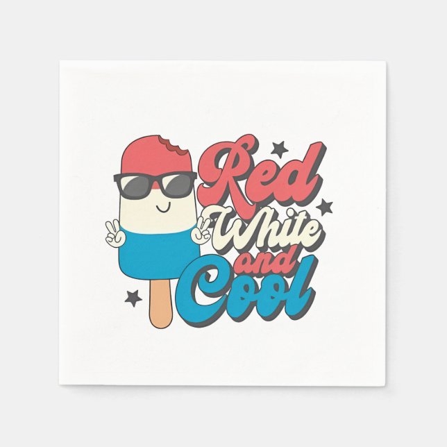 4. Juli Rot-Weiß und Coole Popsikel Serviette (Vorderseite)
