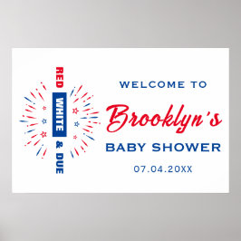 4. Juli Rot-Weiß-und Due-Baby-Dusche Empfang Poster