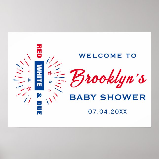 4. Juli Rot-Weiß-und Due-Baby-Dusche Empfang Poster (Vorne)