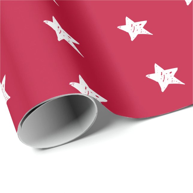 4. Juli Rote und Weiße Sterne Geschenkpapier (Rolleneckpunkt)