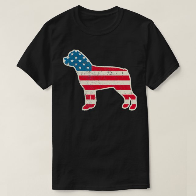 4. Juli Rottweiler American Flag Dog USA T-Shirt (Design vorne)