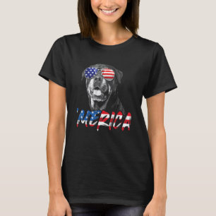 4. Juli Rottweiler Merica American Flag Patrio T-Shirt