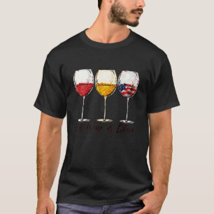 4. Juli Rotwein und blaue amerikanische Flagge Lus T-Shirt