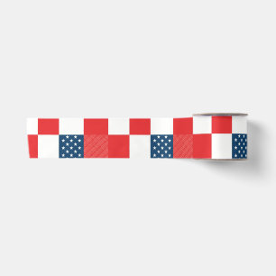 4. Juli Schachbrettmuster Patriotische Sterne und  Satinband