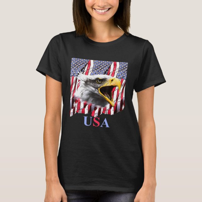 4. Juli schreiender Adler in den USA T-Shirt (Vorderseite)