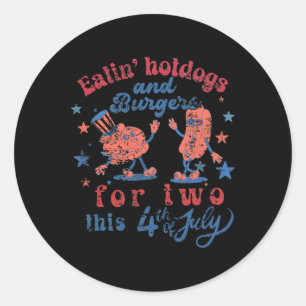 4. Juli Schwangerschaft isst Hotdogs und Burger Fo Runder Aufkleber