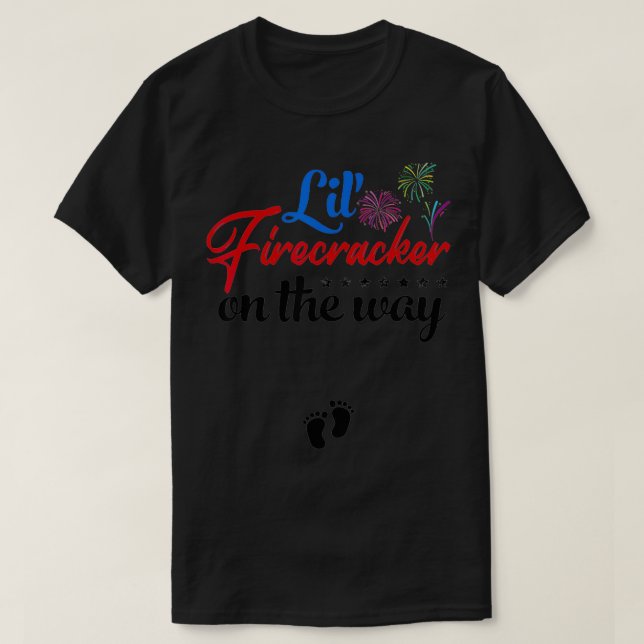 4. Juli Schwangerschaft Lil' Firecracker auf dem W T-Shirt (Design vorne)
