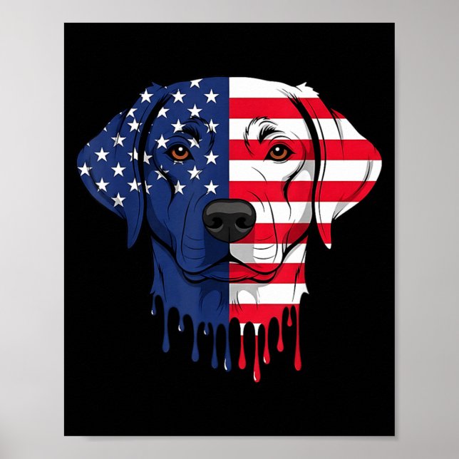 4. Juli schwarzer Labradorhund AAAmerikanische Fla Poster (Vorne)